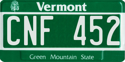 VT license plate CNF452