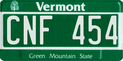 VT license plate CNF454