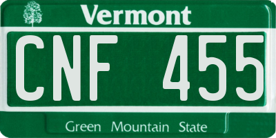 VT license plate CNF455