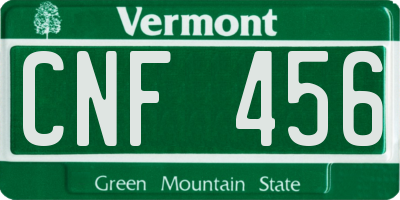 VT license plate CNF456