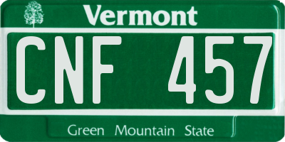 VT license plate CNF457