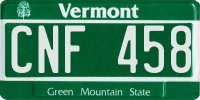 VT license plate CNF458