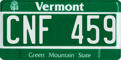 VT license plate CNF459