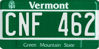 VT license plate CNF462