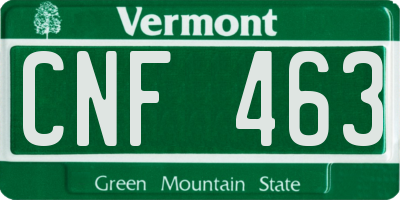 VT license plate CNF463