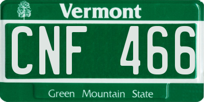 VT license plate CNF466