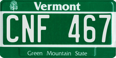 VT license plate CNF467