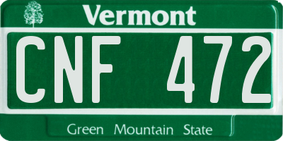 VT license plate CNF472
