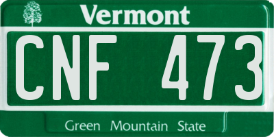 VT license plate CNF473