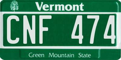 VT license plate CNF474