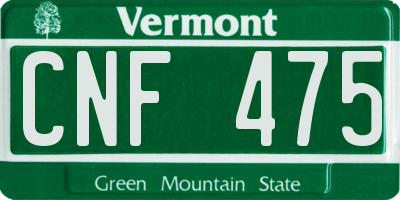 VT license plate CNF475