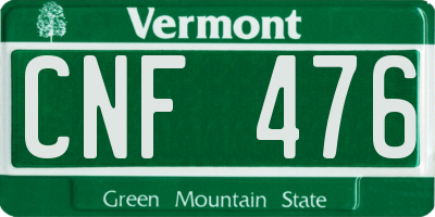 VT license plate CNF476