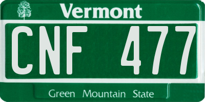 VT license plate CNF477