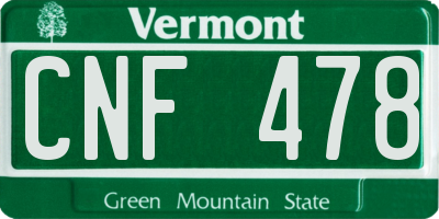 VT license plate CNF478