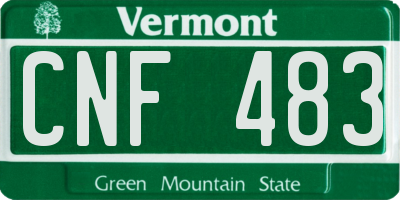 VT license plate CNF483