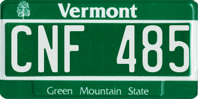 VT license plate CNF485