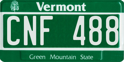 VT license plate CNF488