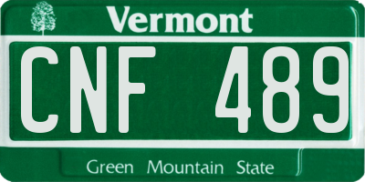 VT license plate CNF489