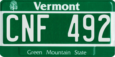 VT license plate CNF492