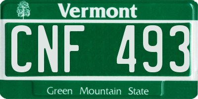 VT license plate CNF493