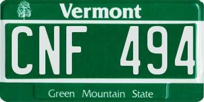 VT license plate CNF494