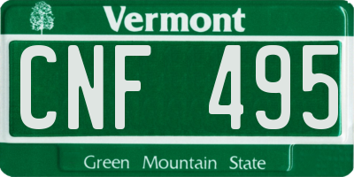 VT license plate CNF495