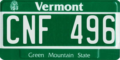 VT license plate CNF496