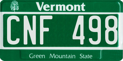 VT license plate CNF498