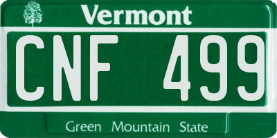 VT license plate CNF499