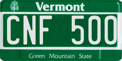 VT license plate CNF500