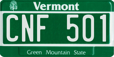 VT license plate CNF501