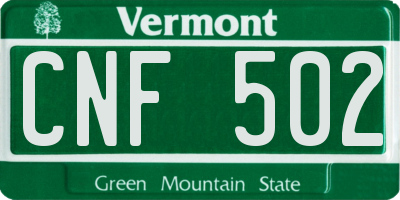 VT license plate CNF502