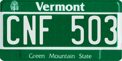 VT license plate CNF503