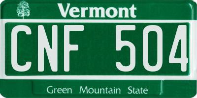 VT license plate CNF504