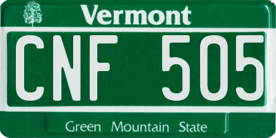 VT license plate CNF505