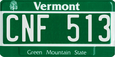 VT license plate CNF513
