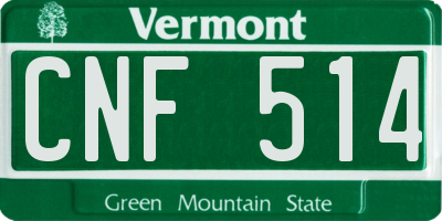 VT license plate CNF514