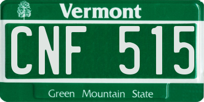 VT license plate CNF515
