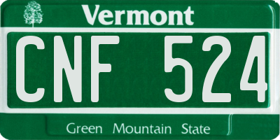 VT license plate CNF524