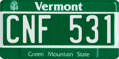 VT license plate CNF531
