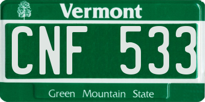 VT license plate CNF533