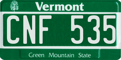 VT license plate CNF535