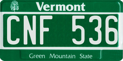 VT license plate CNF536