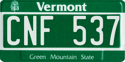 VT license plate CNF537
