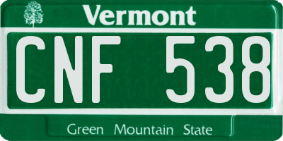 VT license plate CNF538