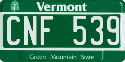 VT license plate CNF539