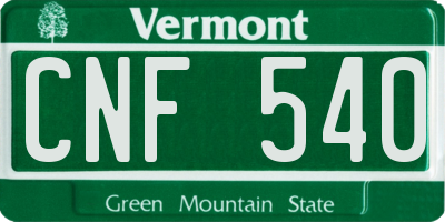 VT license plate CNF540