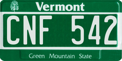 VT license plate CNF542
