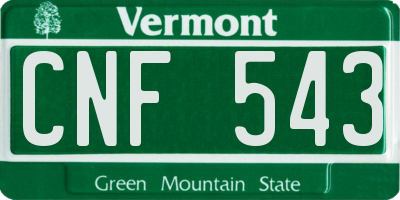 VT license plate CNF543