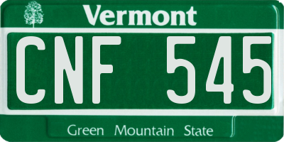 VT license plate CNF545